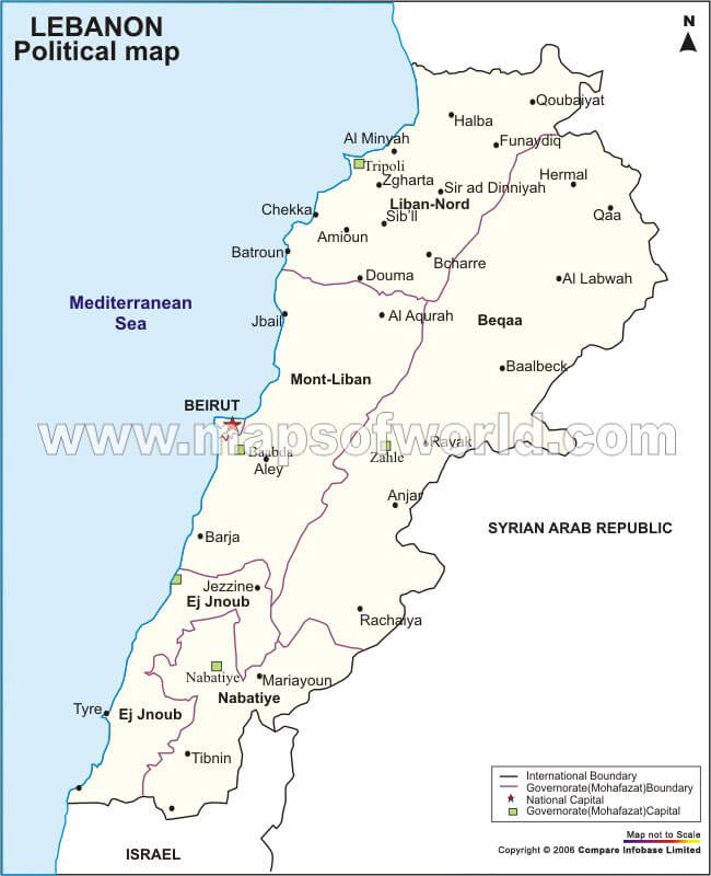 libanon politisch karte